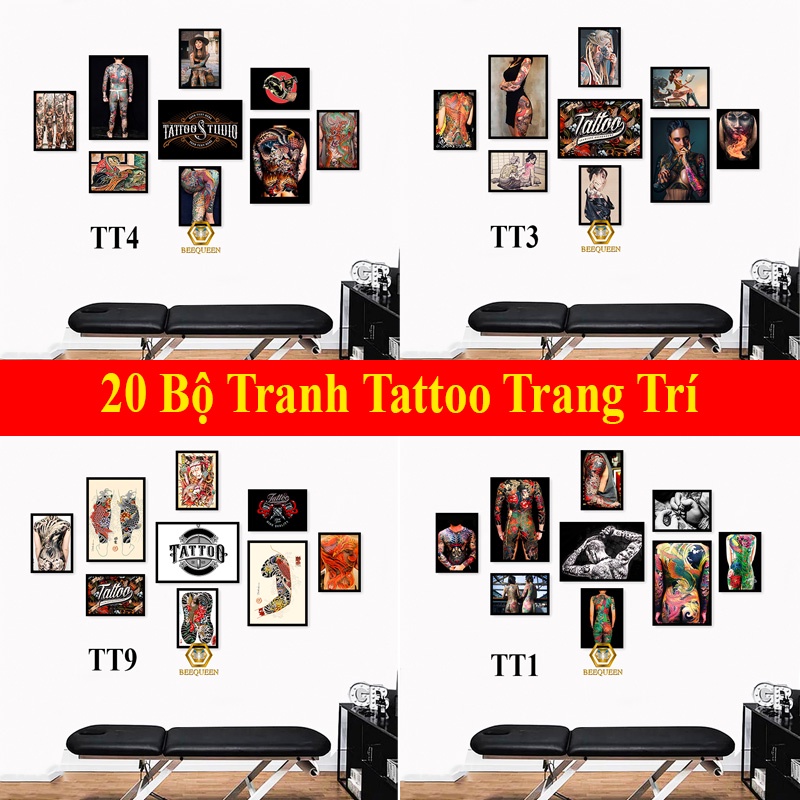 Album 20 Bộ Khung Tranh Xăm - Tranh Tattoo Trang Trí Tiệm Xăm Tattoo Như Hình