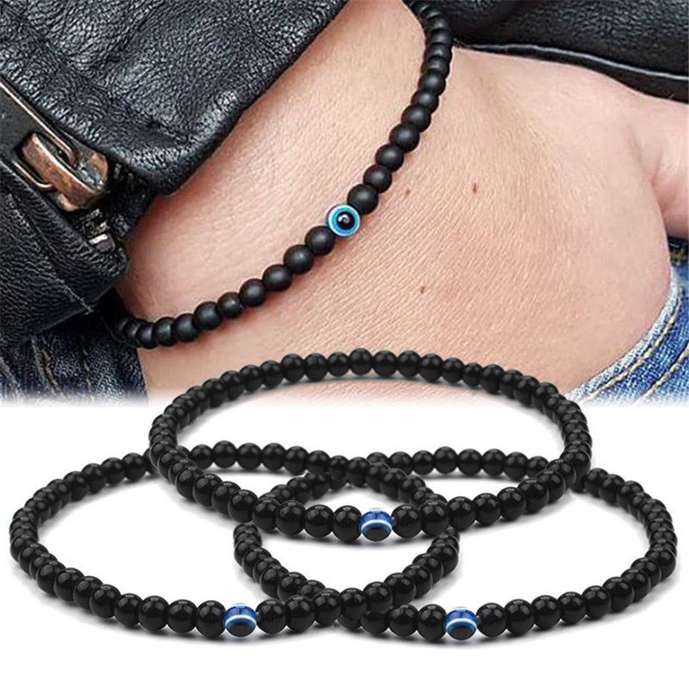 Vòng Tay Chuỗi Hạt Đá Obsidian Màu Đen Cho Nam Và Nữ