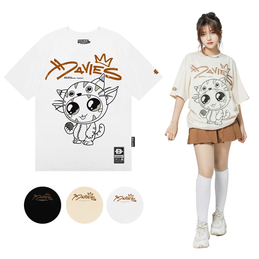 Áo thun nam nữ form rộng tay lỡ đẹp tee local brand D Devil Mascot DAVIES | D25-T4