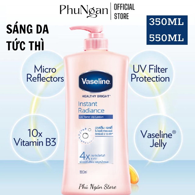 (Trắng da, chuẩn Thái)Dưỡng thể Vaseline Healthy Bright Instant Radiance UV Tone-up Lotion 4x Thái Lan