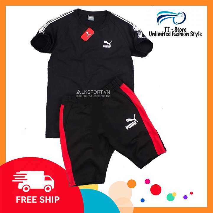 Set đồ thể thao tập Gym, Thấm hút mồ hôi tốt mẫu phối viền tay logo Cá tính cực hot DB03