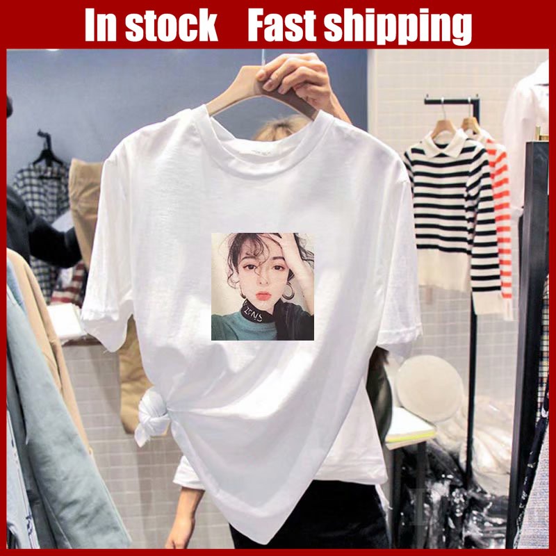 Áo thun cotton daduhey tay ngắn dáng rộng plus size phong cách Hàn Quốc thời trang 2021 cho nữ