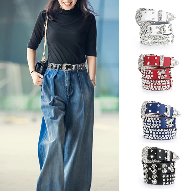 Thắt Lưng Đính Đá Lấp Lánh Phong Cách Cao Bồi Cho Nữ