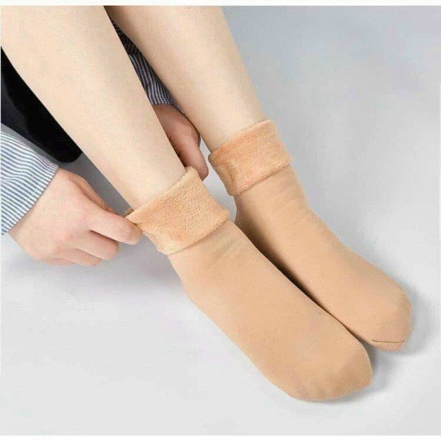 Tất nữ cổ cao lót lông , vớ dài dày giữ nhiệt phong cách Hàn Quốc
