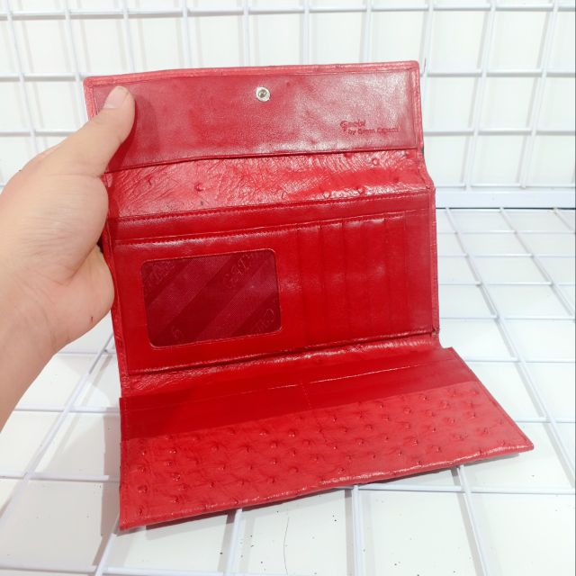 Ví cầm tay da thật dập vân đà điểu secondhand - LỖi