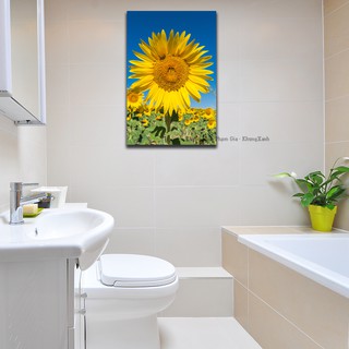 Tranh canvas đồi hoa hướng dương trang trí phòng khách, phòng ngủ tặng kèm đinh treo tranh - Khung Hình Phạm Gia PG166