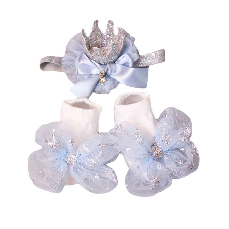 Bộ Quà Tặng Sinh Nhật Mới Sinh Gồm Băng Đô + Vớ Công Chúa Cho Bé Gái