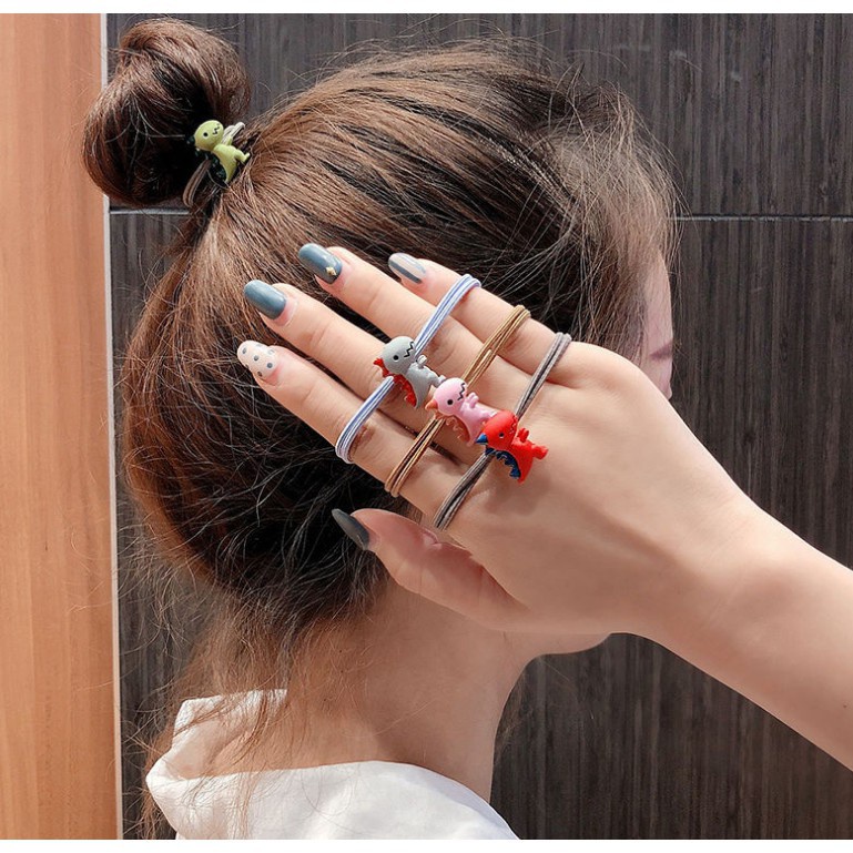 Dây buộc tóc nữ cao su co dãn hình xinh xắn nhiều màu, Giao ngẫu nhiên
