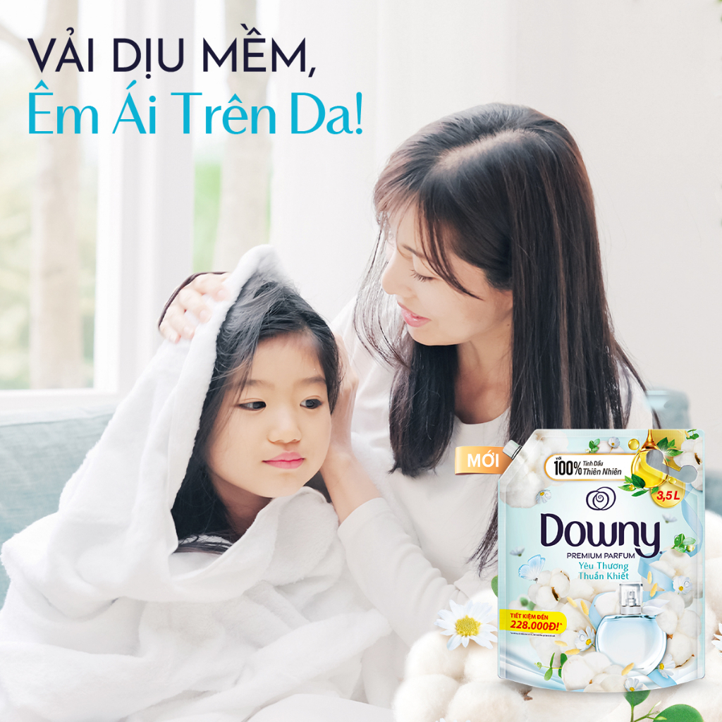 Nước Xả Vải DOWNY Nước Hoa Cao Cấp Hương Yêu Thương Thuần Khiết/ Hương Hoa Oải Hương Nước Pháp Túi 3.5L