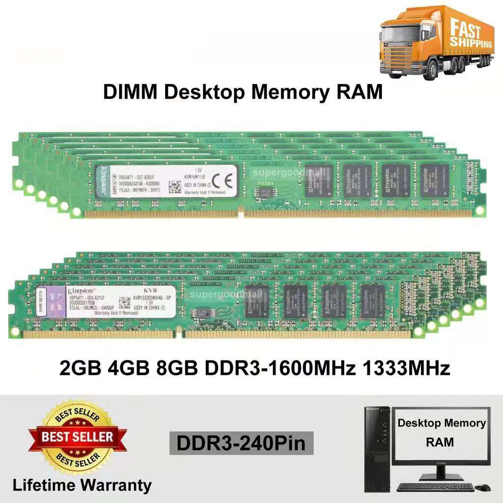 2GB 4GB 8GB PC3 5300U 6400U 12800U 10600U DDR2 DDR3 667Mhz 800Mhz 1333Mhz 1600Mhz 240Pin DIMM Desktop Memory RAM