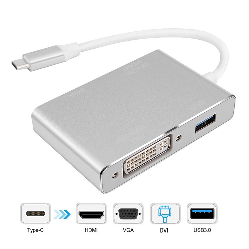 Cáp Chuyển Đổi Type C Sang Hdmi Vga Dvi Usb3.1 4k Hd 1080p 4 Trong 1 | BigBuy360 - bigbuy360.vn