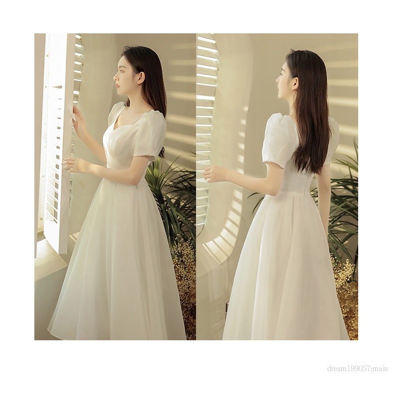 Đầm cô dâu màu trắng thiết kế đơn giản phong cách Pháp thời trang sang trọng