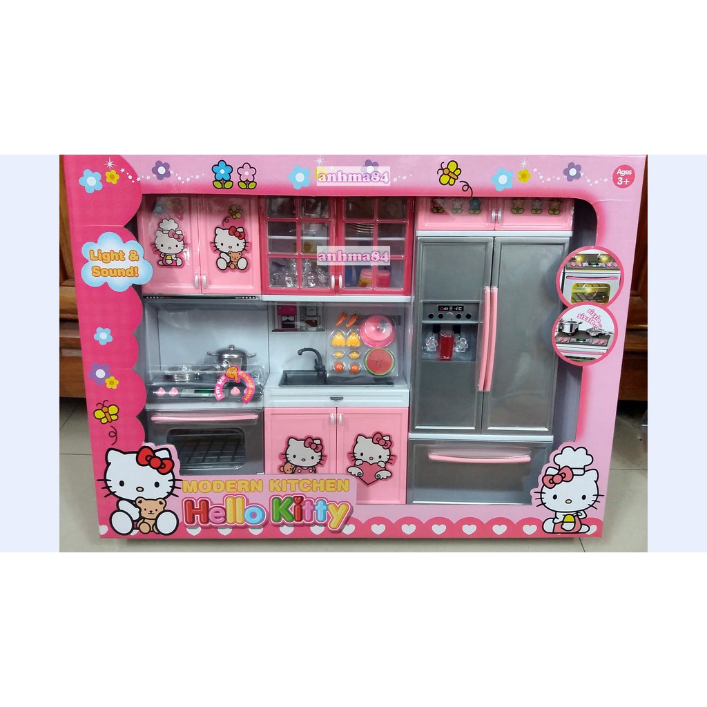 ĐỒ CHƠI NHÀ BẾP HELLO KITTY 3 NGĂN - NO.26210 , CÓ PIN ĐÈN (mẫu mới 2018)( kèm ảnh thật và clip )!!!!