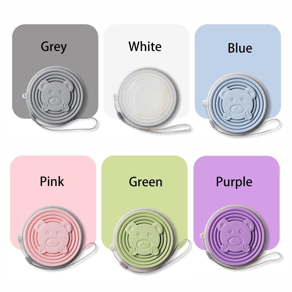 LEISURE Cốc Uống Nước Silicone Bằng Thép Không Gỉ Có Thể Gấp Gọn Kèm Dây Đeo Tiện Dụng