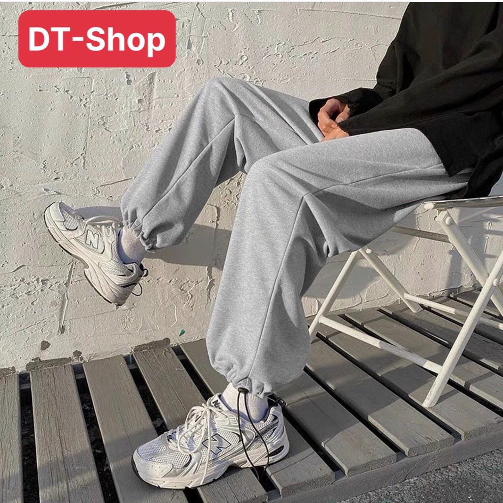 Quần dài ống rộng trơn rút gấu mặc 2 kiểu suông jogger chất nỉ cao cấp Basic Unisex nam nữ mặc nhà đi học chơi du lịch