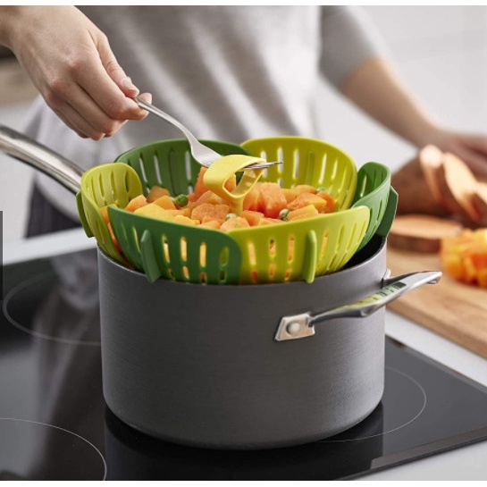 Xửng hấp gấp gọn Joseph Joseph nhập Đức bằng silicon an toàn ở nhiệt độ cao có tay cầm tiện lợi