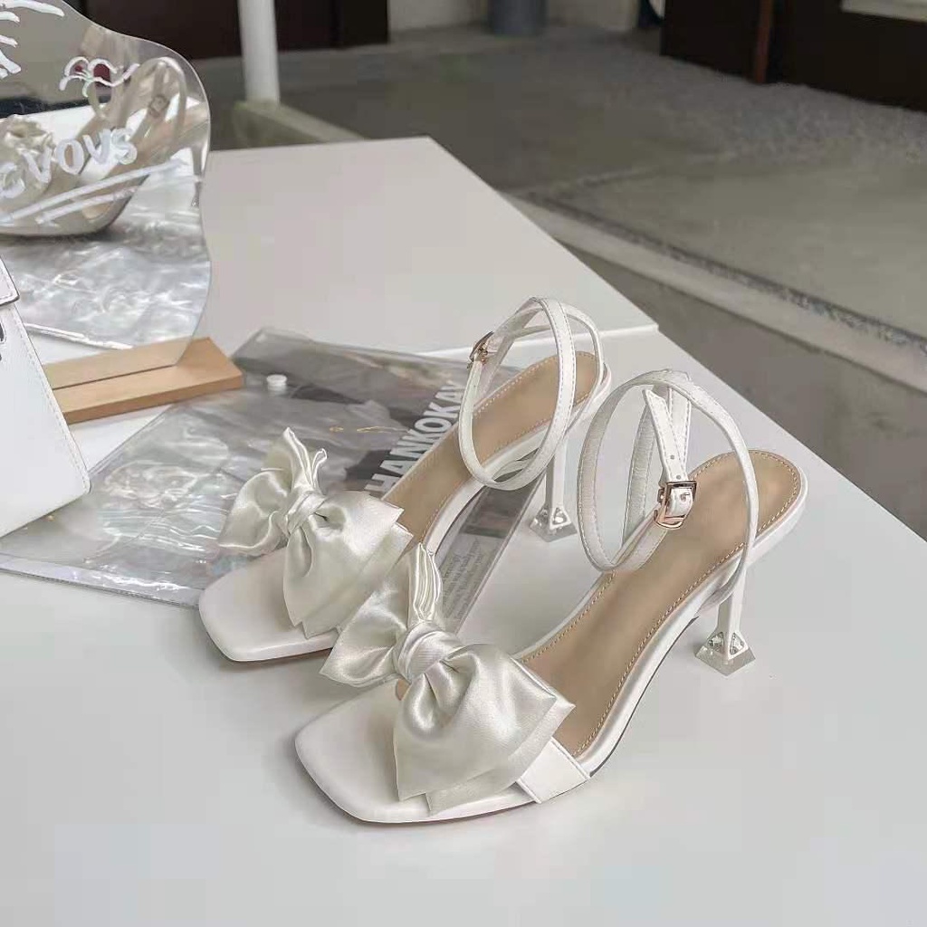 Sandal Cao Gót Thiết Kế Mới Màu Trắng Thời Trang Dành Cho Mùa Hè