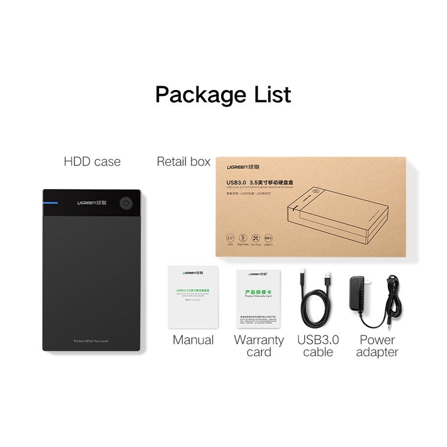 Box ổ cứng Ugreen SATA 3.5inch