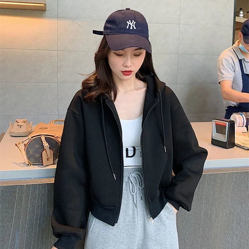 Áo hoodie tay dài màu sắc thời trang thu đông cho nữ 2021