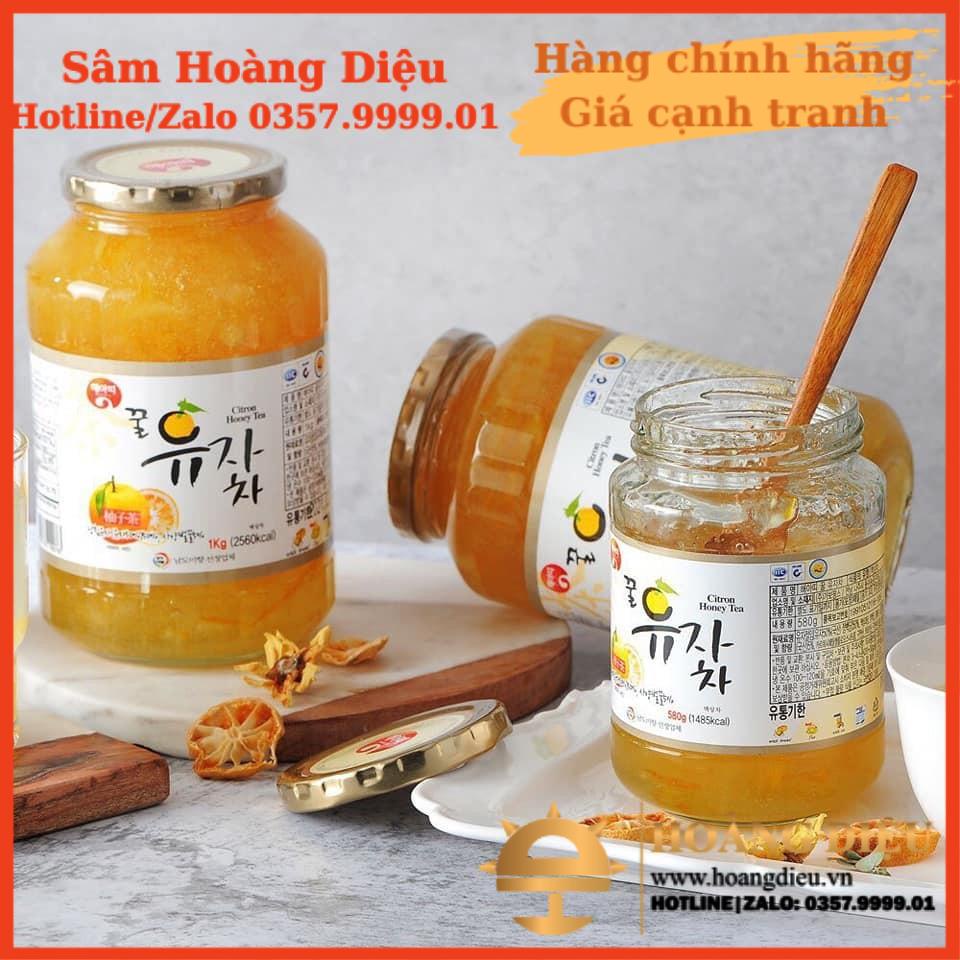 SÂM HOÀNG DIỆU - Trà mật ong chanh đào Hàn Quốc nắp vàng hũ lớn Citron honey 1kg