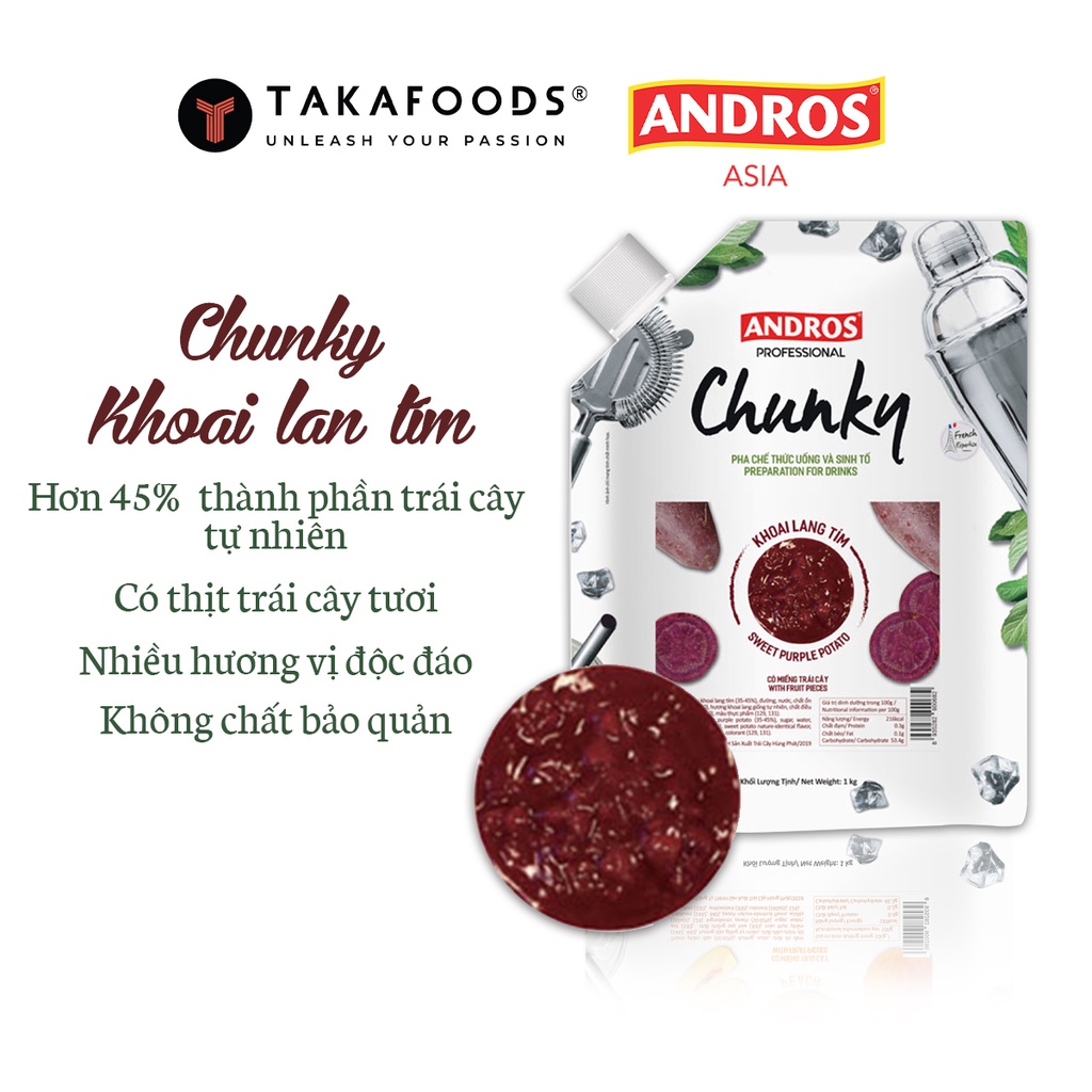 Mứt Trái Cây Chunky Khoai Lang Tím Bịch 1Kg  [TẶNG NGAY] Bộ Công Thức Pha Chế Độc Quyền