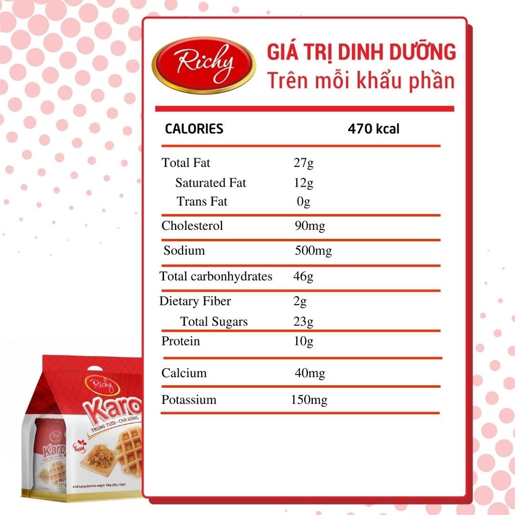 Bánh tươi Richy KARO bịch 6 chiếc (26g/chiếc)