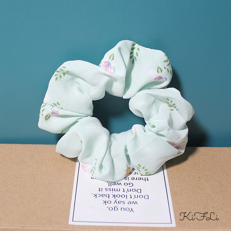 Dây cột tóc chiffon họa tiết hoa lá thời trang cho nữ