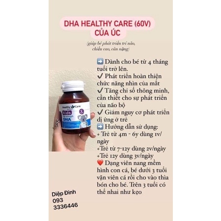 Viên Canxi và DHA Healthy Care Úc 60viên