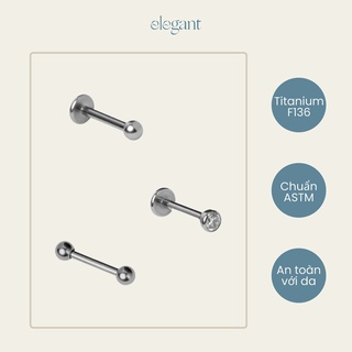 Khuyên tai Titan thân thẳng chuẩn ASTM, trơn - bi - đá (Giá 1 chiếc)