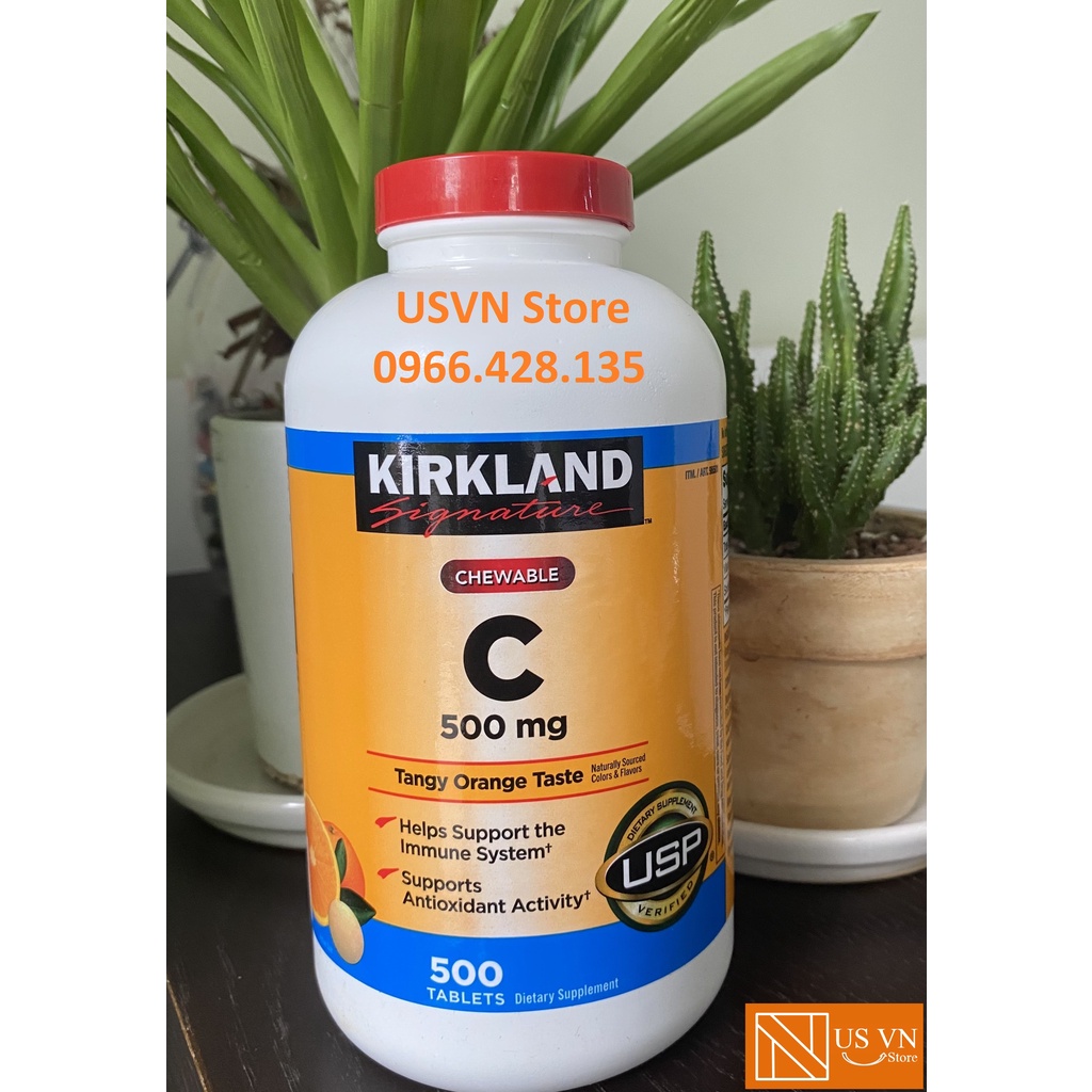 Viên ngậm Bổ Sung Vitamin C Kirkland Signature Chewable Vitamin C 500mg - 500 viên