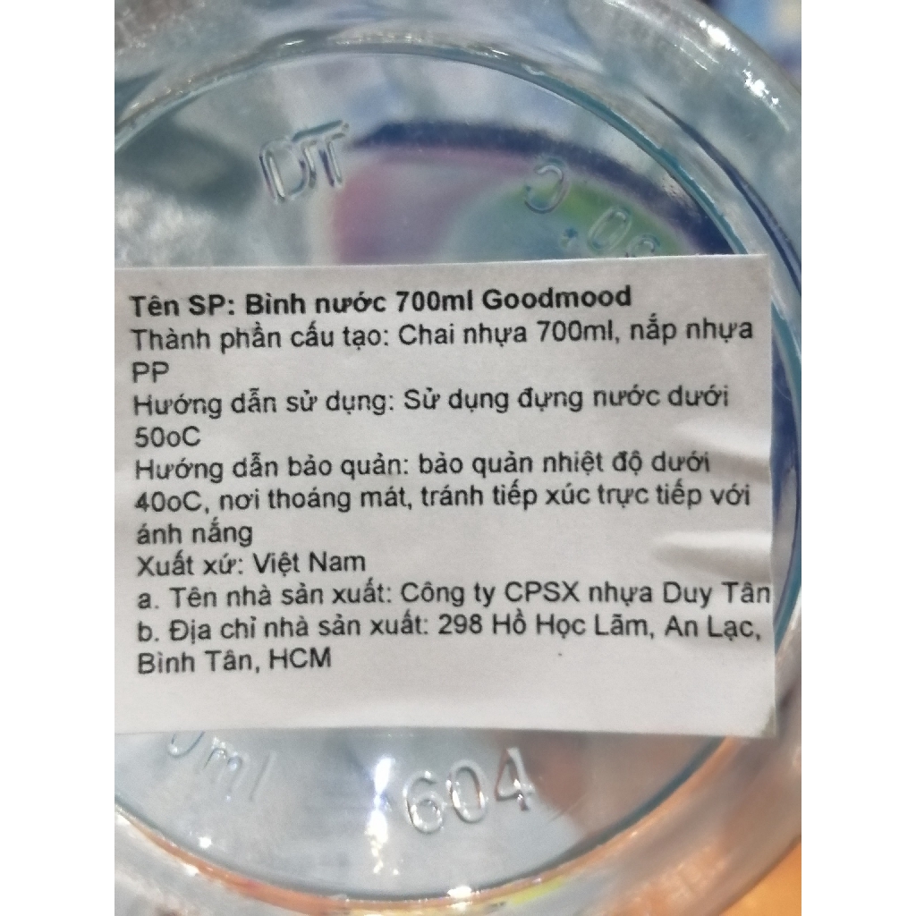 Bình nước Duy Tân 700ml &1lít (màu ngẫu nhiên)