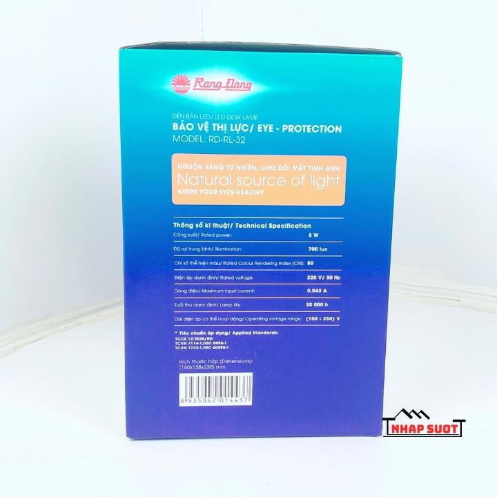 Đèn học sinh Rạng Đông bóng Led 5w, ánh sáng chân thực, bảo vệ thị lực, bảo hành 2 năm, model: RD-RL-32