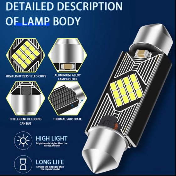 Đèn LED trần ô tô 31mm 36mm 39mm 41mm siêu sáng CANBUS 9SMD2016