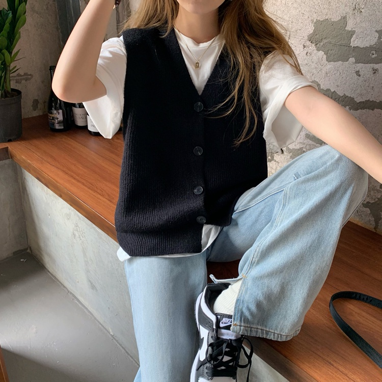 Áo Dệt Kim Sát Nách Màu Trơn Dáng Ngắn Phong Cách Retro Hợp Thời Trang