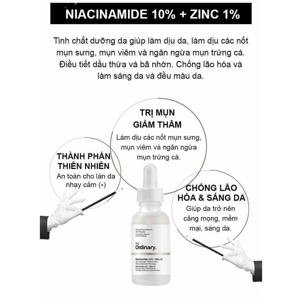 Serum The Ordinary Niacinamide 10% + Zinc 1% – Serum Chống Viêm, Giảm Kích Ứng Dành Cho Da Mụn | BigBuy360 - bigbuy360.vn
