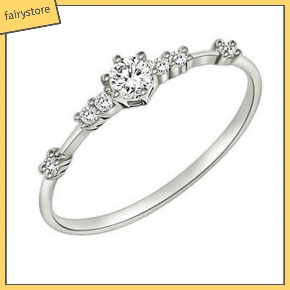 Nhẫn Kim Loại Đính Đá 7 Màu Thời Trang Cho Nữ