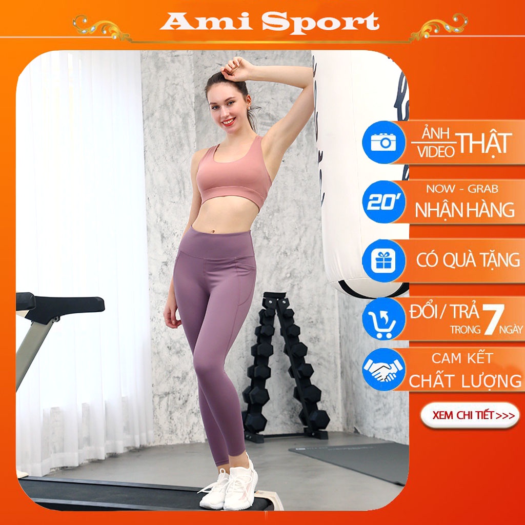 Quần legging tập gym nữ nâng mông cạp cao vải co giãn ôm dáng B05