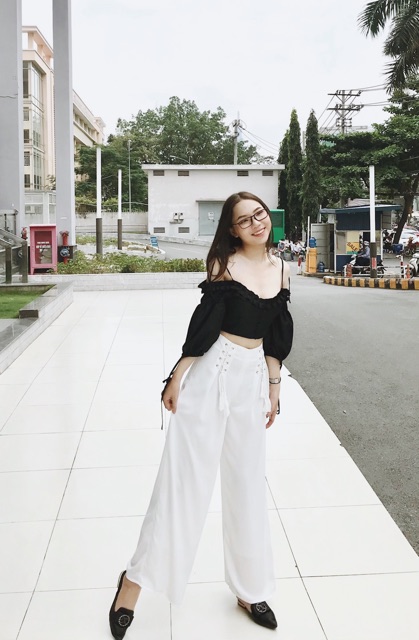 Lady Croptop - áo 2 dây bèo vai dáng ngắn - ẢNH SHOP TỰ CHỤP