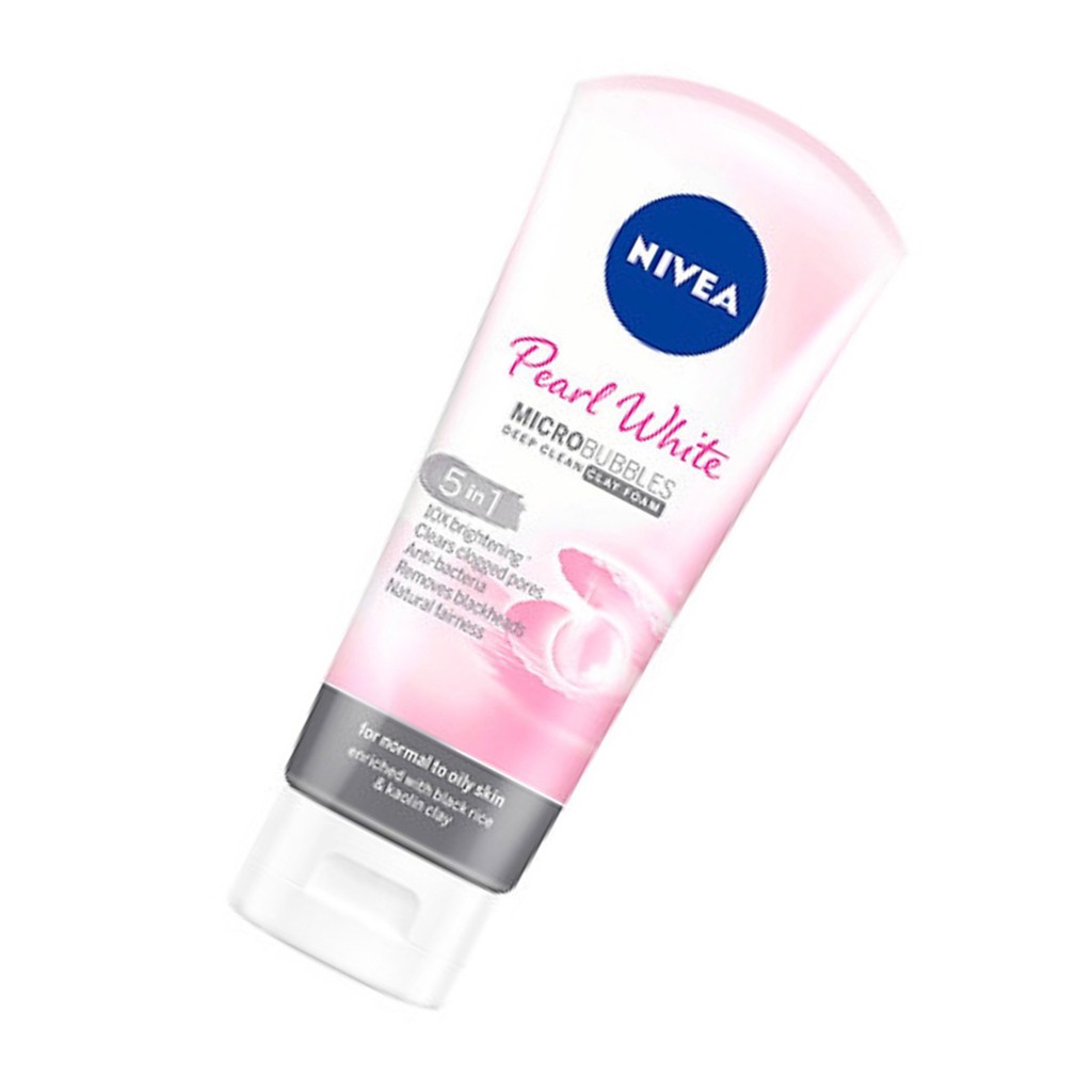 Sữa rửa mặt trắng da ngọc trai Nivea 5 in 1 Pearl White Deep Clear Foam 100g