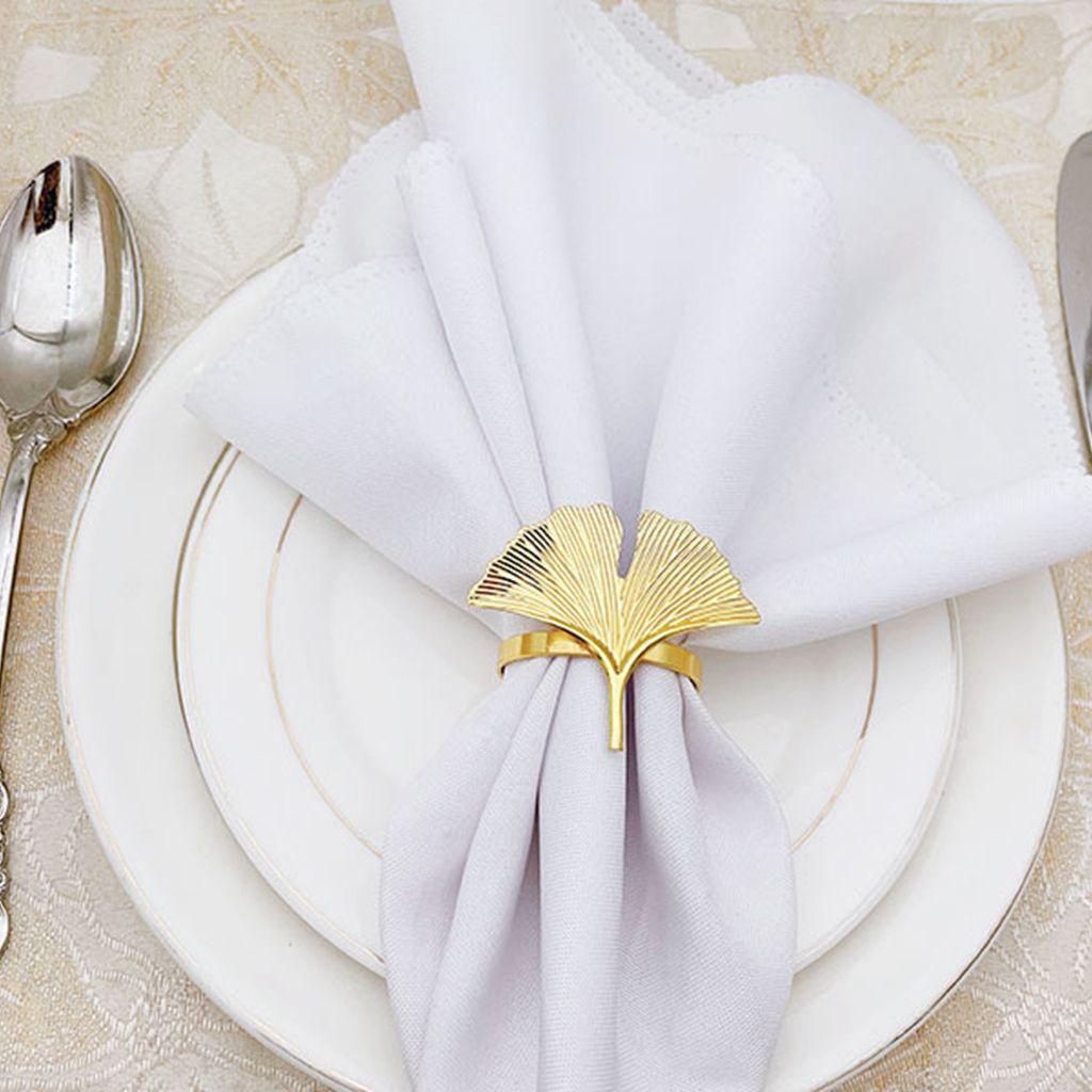 Kẹp Giữ Khăn Ăn Hình Lá Ginkgo Bằng Hợp Kim Có Thể Tái Sử Dụng Giá Đỡ