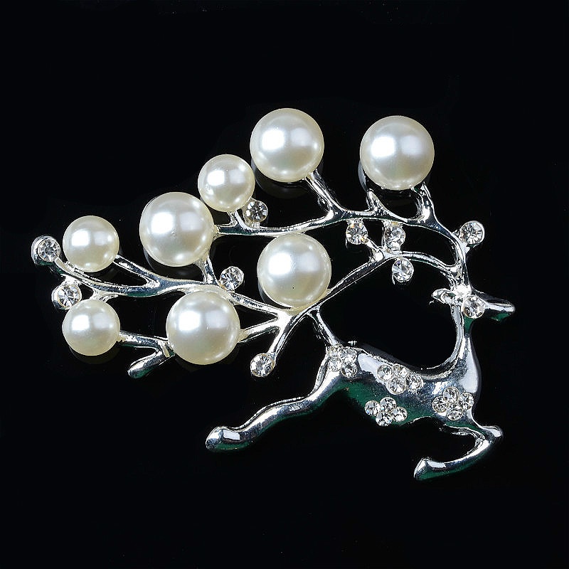 (1 cái)Phiến đúc kim loại con hươu phối ngọctrai 52*37mm, Nguyên liệu DIY