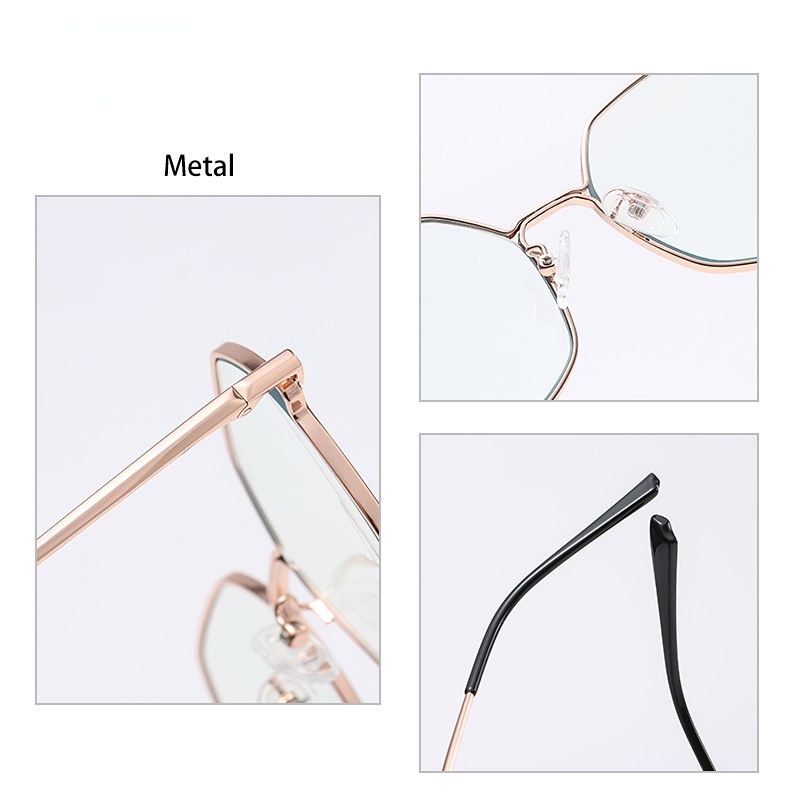 Mắt Kính Chống Ánh Sáng Xanh Tròng Hình Đa Giác Thời Trang Cho Nữ