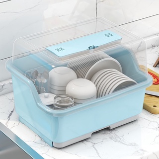 Hộp đựng bộ đồ ăn có tải nhà bếp gia đình nắp đậy giá bát đĩa tủ nhựa thể thoát nước