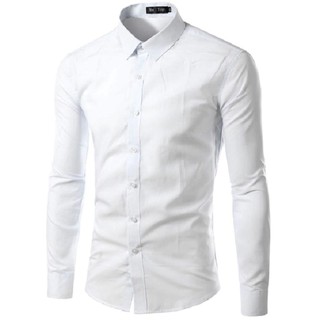 Áo sơ mi nam dài tay màu trắng vải cotton