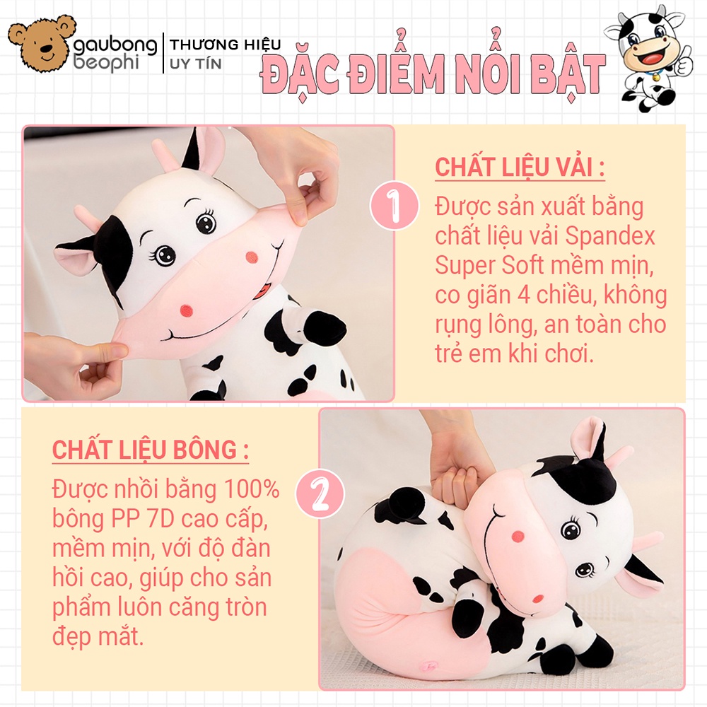 Gấu bông bò sữa dáng dài đủ size, dùng làm gối ôm, quà tặng, hàng cao cấp shop Gấu Bông Béo Phì