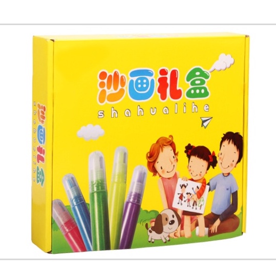 [Hàng mới về] Bộ đồ chơi Tranh cát 12 màu 12 tranh trẻ em - Tô màu tranh cát