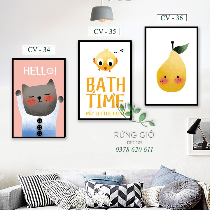 Khung tranh vải canvas hình dễ thương cỡ 30x45 ( tranh kèm khung y hình ) | BigBuy360 - bigbuy360.vn