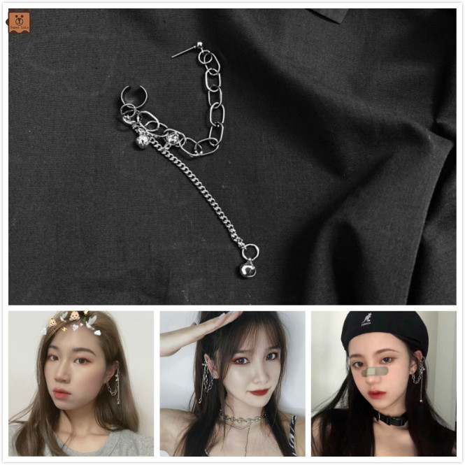 Bông Tai Phối Dây Xích Dài Thời Trang Cá Tính