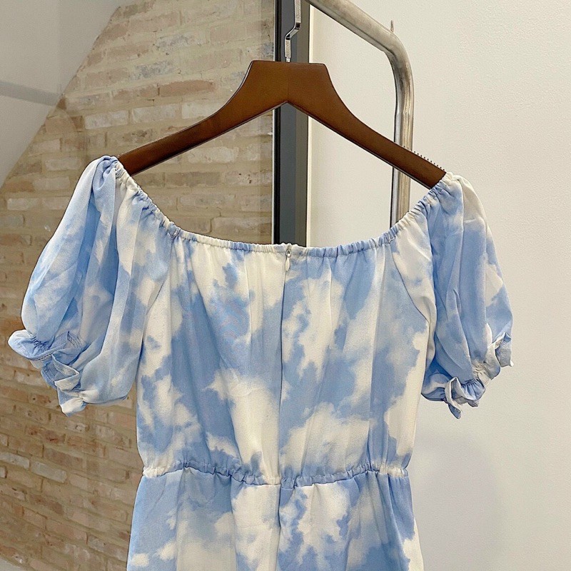 Đầm Loang Xinh JANII DRESS trẻ trung năng động điểm nhấn đan dây trước ngực chất vải lụa loang form chuẩn | BigBuy360 - bigbuy360.vn