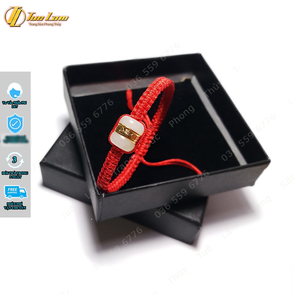 Vòng tay chỉ đỏ may mắn bện handmade lu thống phỷ thúy tài lộc - Tuệ Lâm